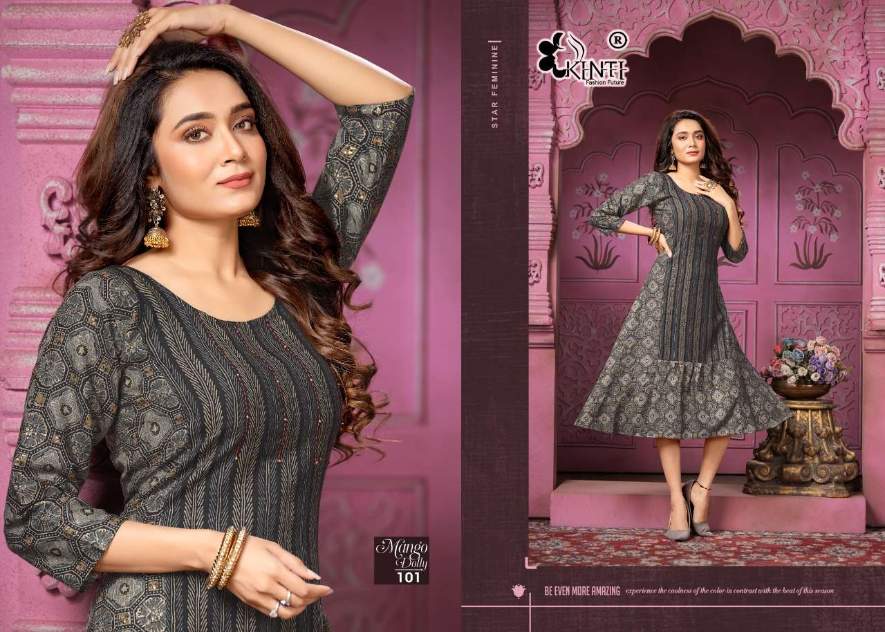 KINTI  R MANGO DOLLY THREAD WORK KURTI CATALOG