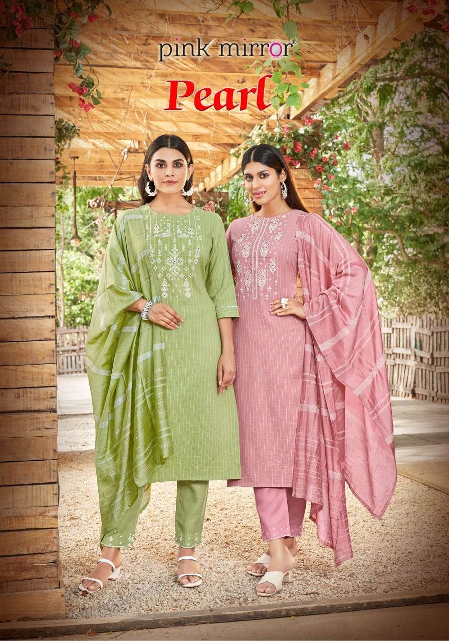 PINK MIRROR PEARL EMBROIDERY KURTI CATALOG