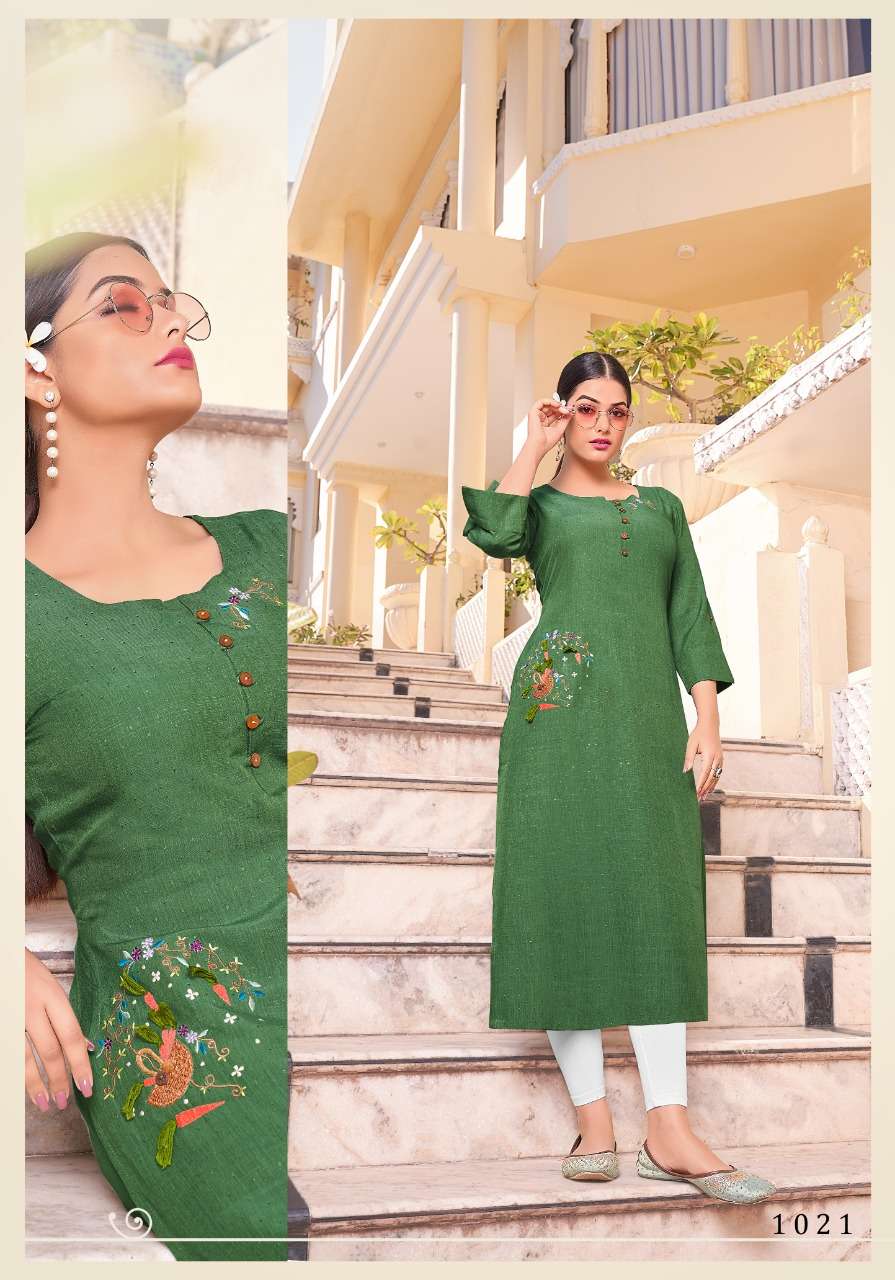 TEXOFAB CITY VOL-6 D.NO-1021 RAYON BUTTI BASED KURTI