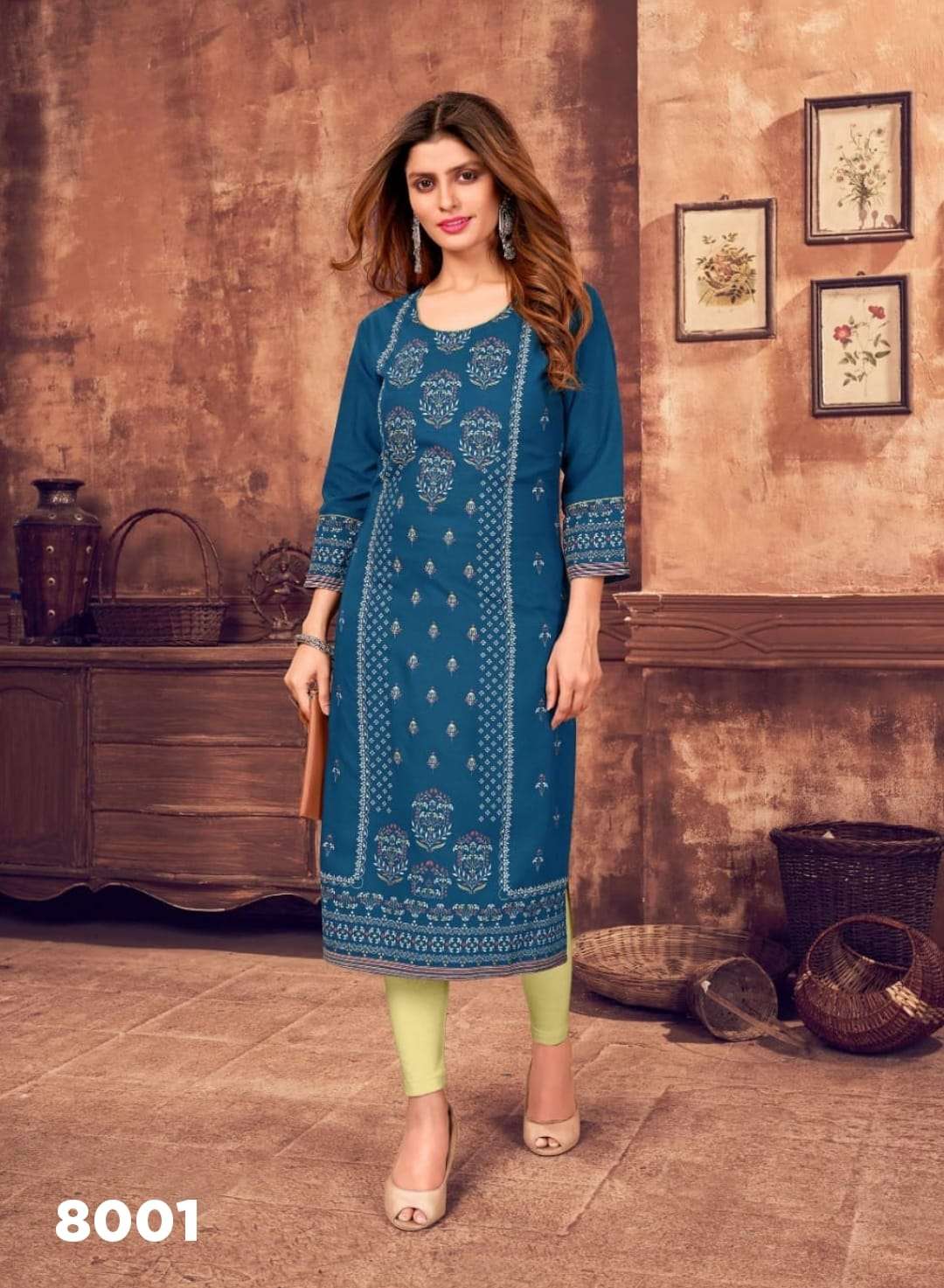 TEXOFAB VISCOSE RAYON PRINTED KURTI D.NO-8001