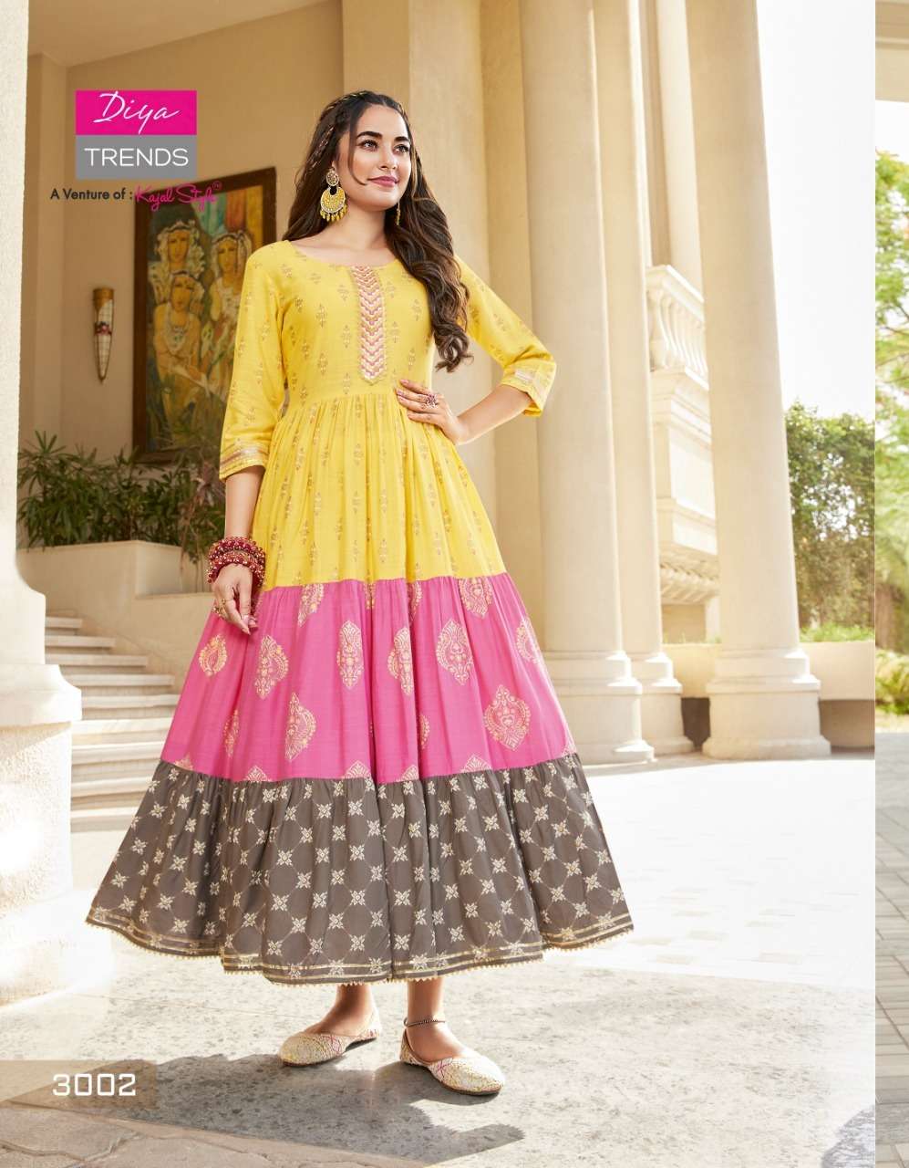 DIYA TRENDS GROOM VOL-3 D.NO- 3002 KURTI GOWN 