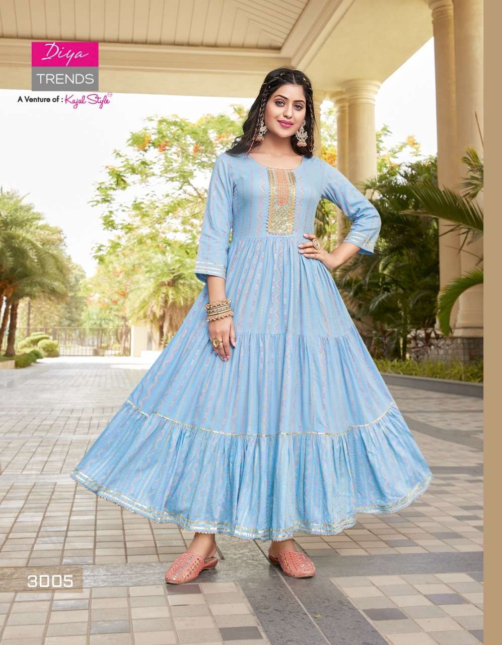 DIYA TRENDS GROOM VOL-3 D.NO- 3005 KURTI GOWN 