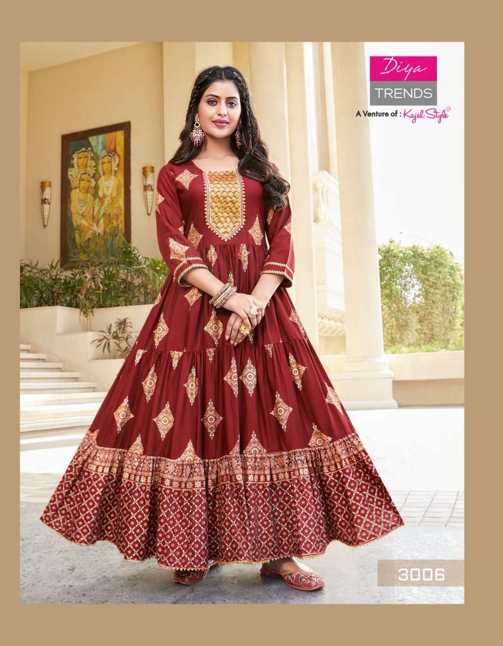 DIYA TRENDS GROOM VOL-3 D.NO- 3006 KURTI GOWN 