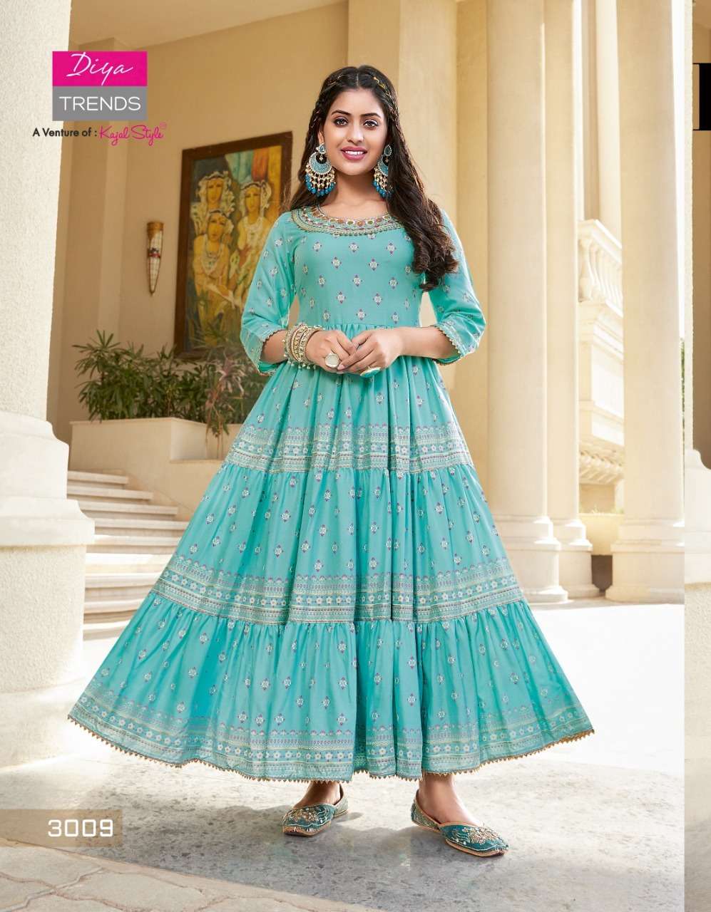 DIYA TRENDS GROOM VOL-3 D.NO- 3009 KURTI GOWN 