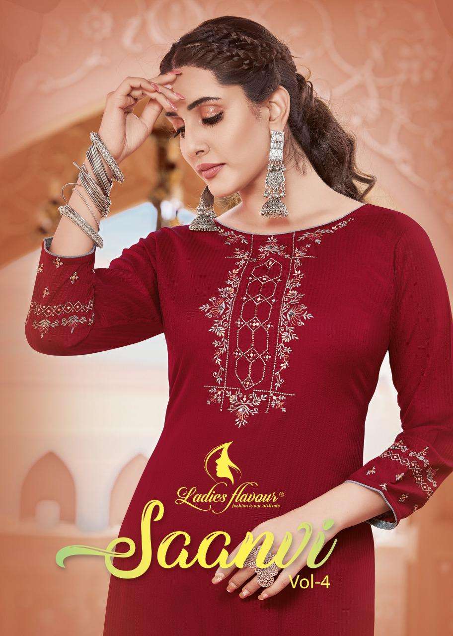 LADIES FLAVOURS SAANVI VOL -4 SEQUENCE WORK KURTI CATALOG