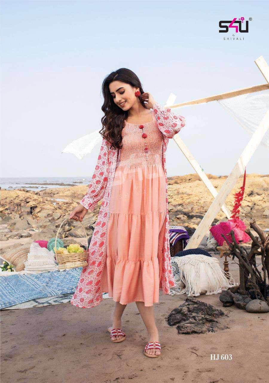 S4U HELLO JACKETS VOL-6 D.NO-603 KURTI GOWN 