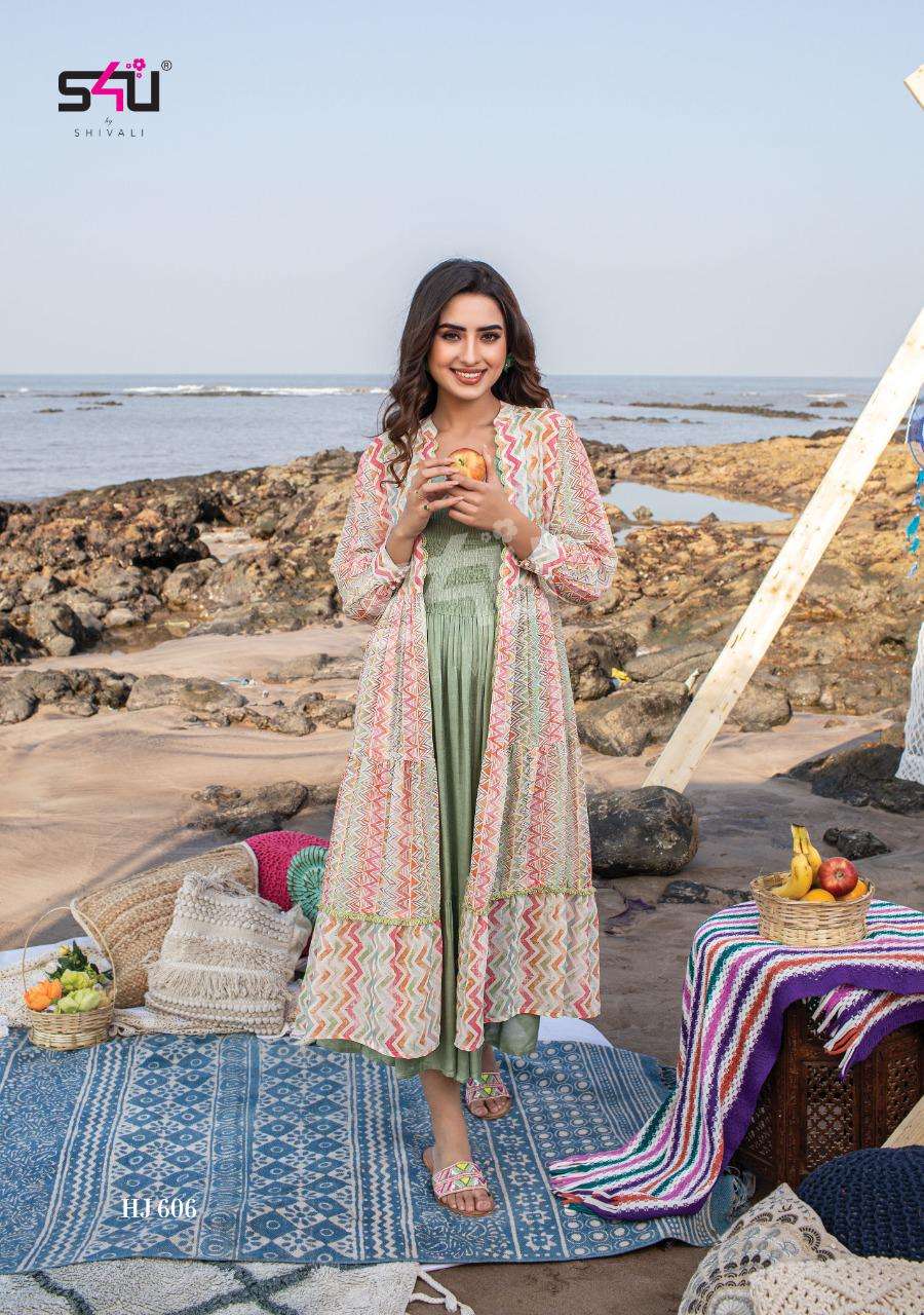 S4U HELLO JACKETS VOL-6 D.NO-606 KURTI GOWN 