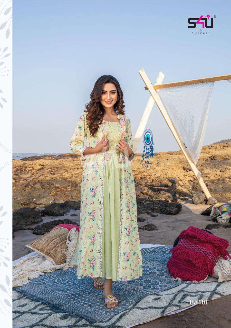 S4U HELLO JACKETS VOL-6 D.NO-601 KURTI GOWN 