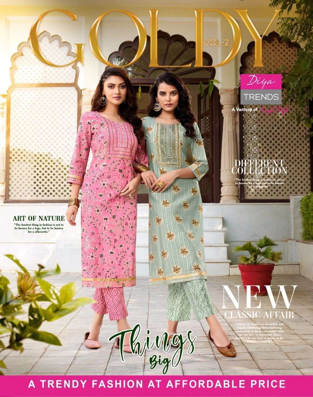 D.NO 2001 TO 2010 SERIES GOLDY VOL 2 CATALOG BY KURTI WITH PANT PRESENT DIYA TRENDZ BRAND