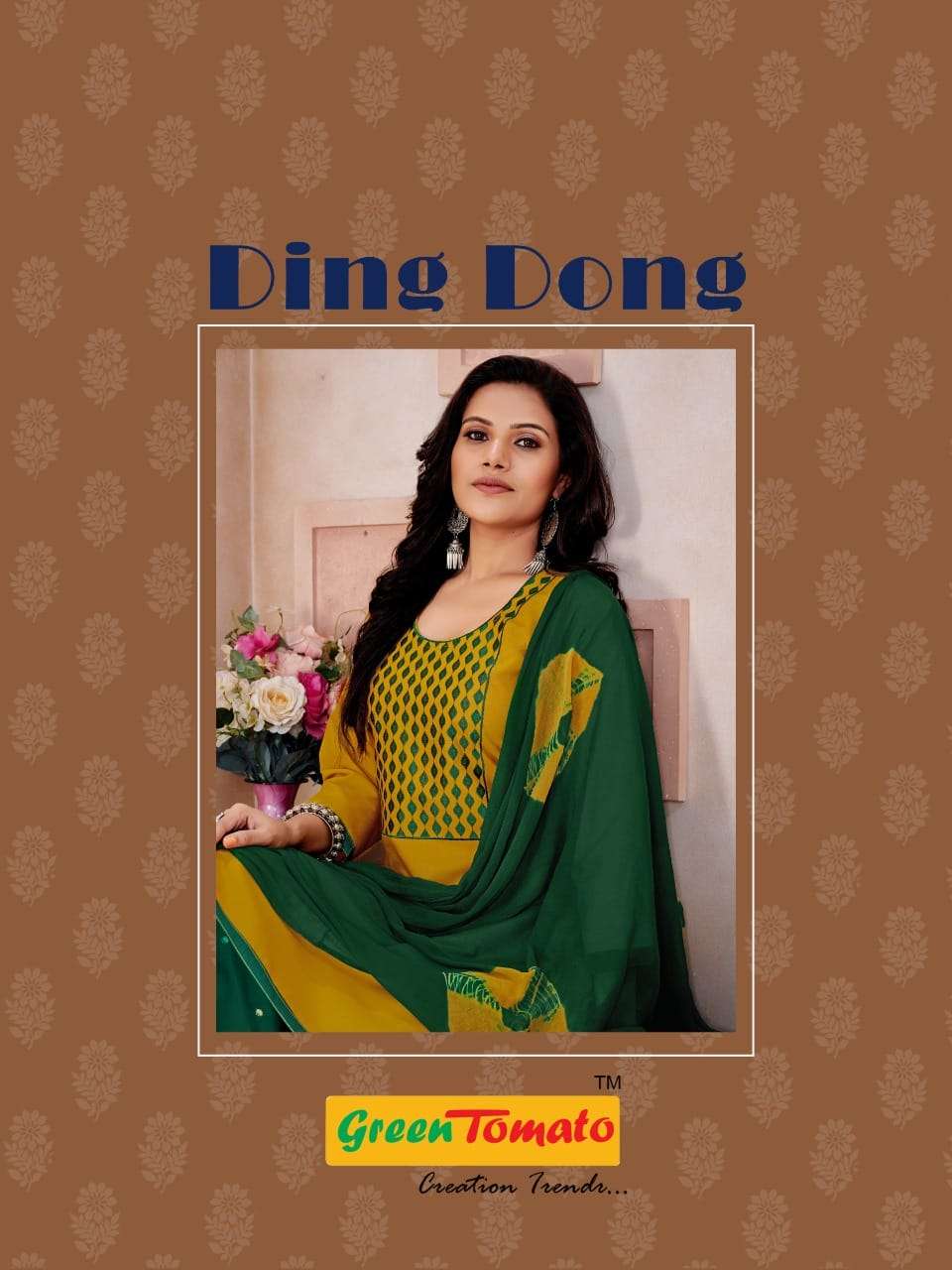 GREEN TOMATO PRESENTING DING DONG FANCY 3PCS SET R.COTTON KURTI PANT WITH DUPATTA PATIYALA SUIT COLLECTOIN IN WHOLESALER