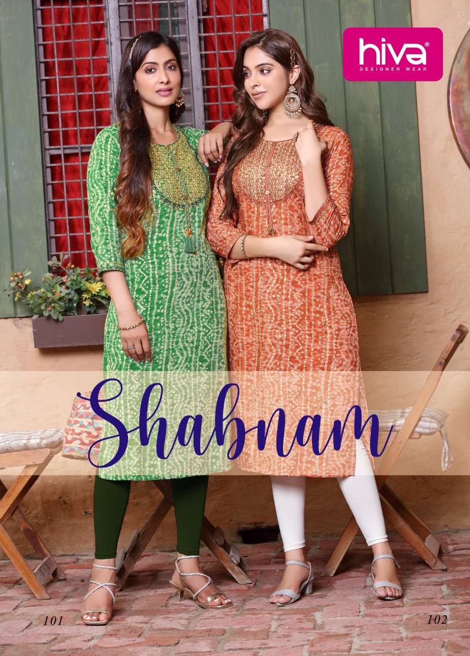 HIVA PRESENT SHABNAM RAYON KURTI CATALOG