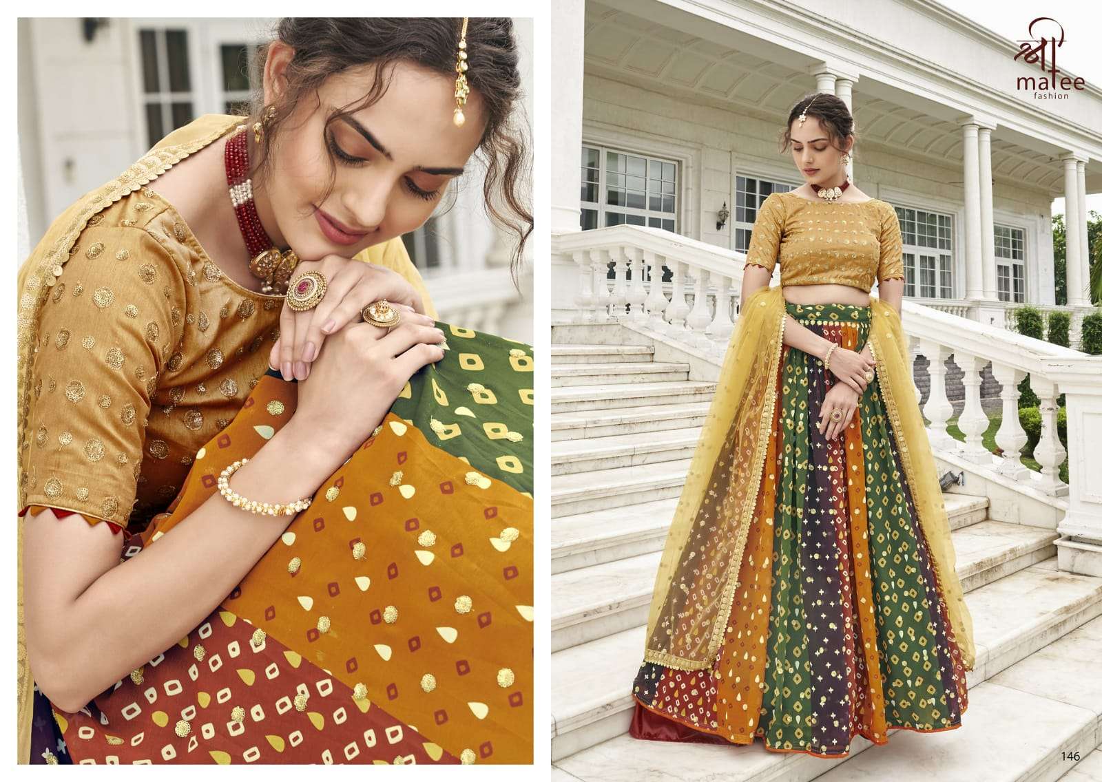 KIASHA CATALOUGE BY SHREEMATEE FASHION  PURE FOX GEORGETTE FABRIC MULTI COLOR DIGITAL PRINTED LEHENGA