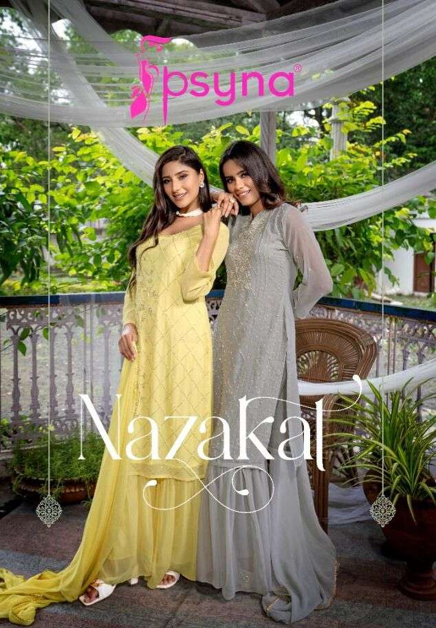 PSYNA PRESENT NAZAKAT 3PCS CONCEPT KURTA SHARARA WITH DUPATTA SET