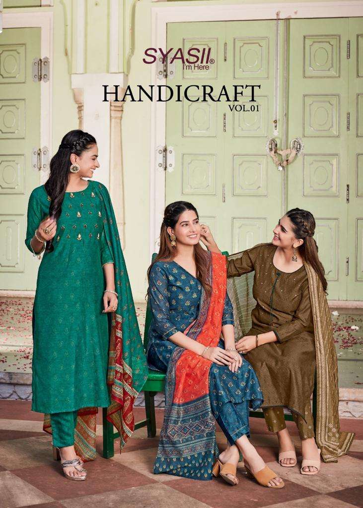 SYASII PRESENT HANDICRAFT VOL 1 KURTI PANT WITH DUPATTA SET COLLECTION