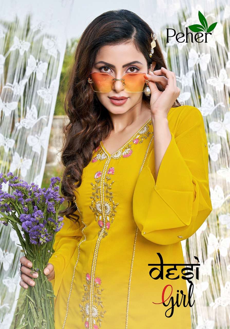 VIVILS SILK MILLS PRESENTING TOP WITH BELL BOTTOM DESI GIRL VOL 1 CATALOG