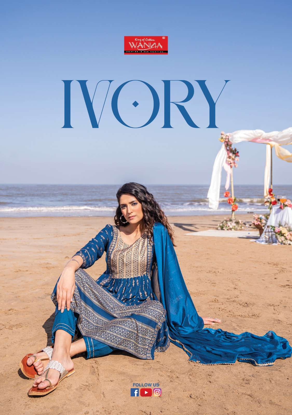 WANNA LAUNCHING NEW CATALOGUE IVORY 3PCS CONCEPT RAYON PURE GOLD PRINT KURTI PANT DUPATTA SET- WHOLSALE SUPPLIER SURAT