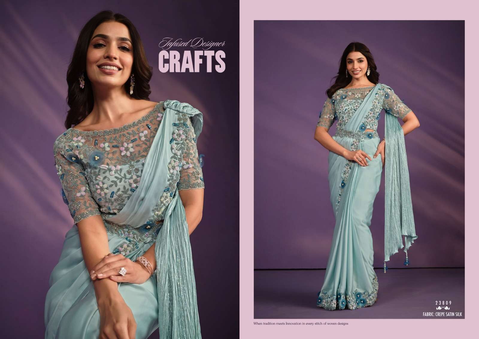 MANTHAN BRAND PRESENTS ONE MINUTE SAREE , EXOCITA CATALOUGE DESIGN-23809
