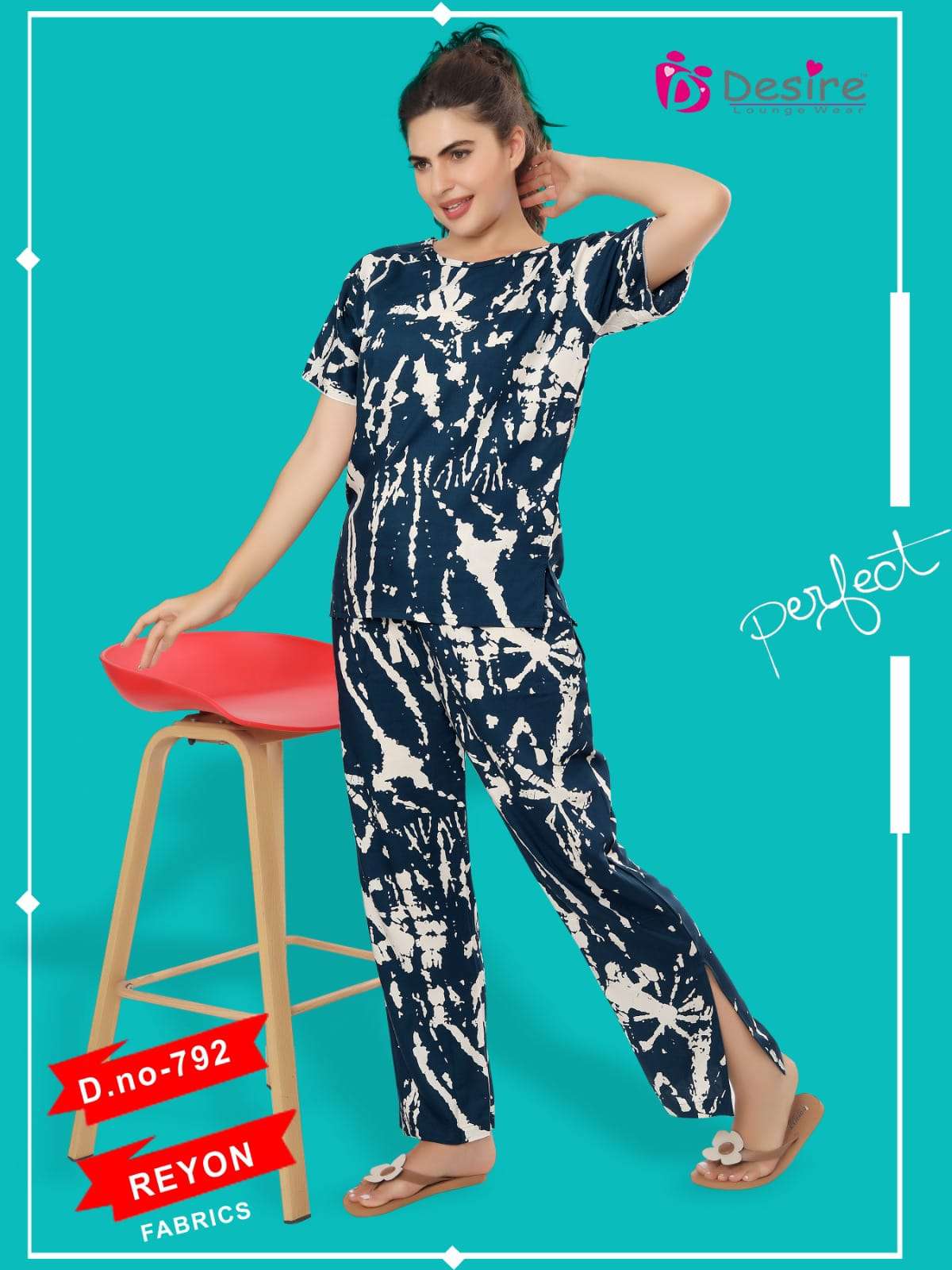 NIGHT WEAR CO-ORD SET BY DESIRE BRAND , DESIGN NO-792B