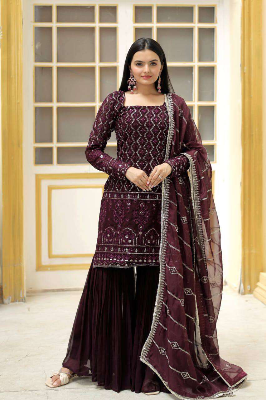 TEXO FAB LAUNCH NEW CATALOUGE  Code:- LW-9141 , WINE COLOUR
