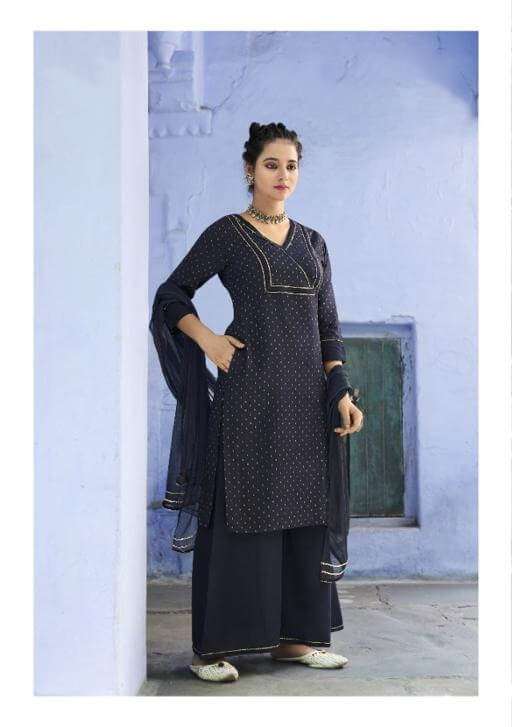 GL-1001 ML STYLISH RAYON KURTI PLAZO WITH DUPATTA LACE 