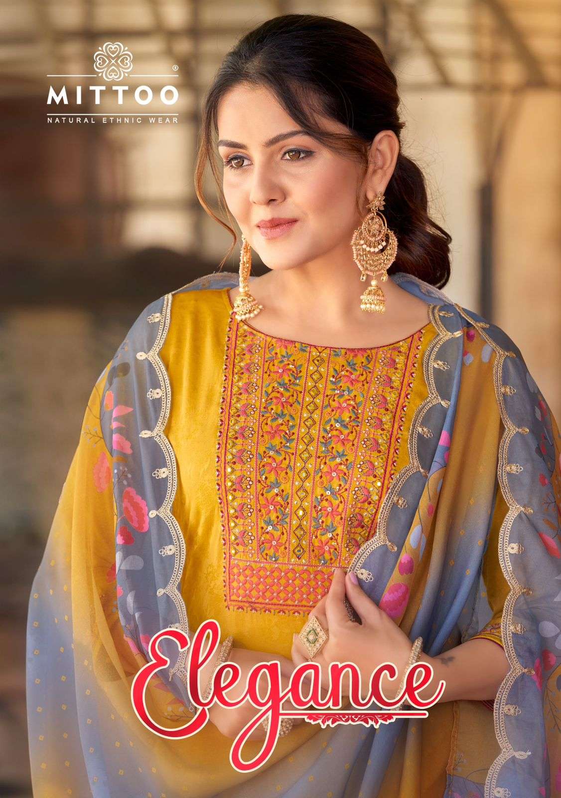 ELEGANCE THREE PIECE KURTI PANT DUPATTA BY MITTOO