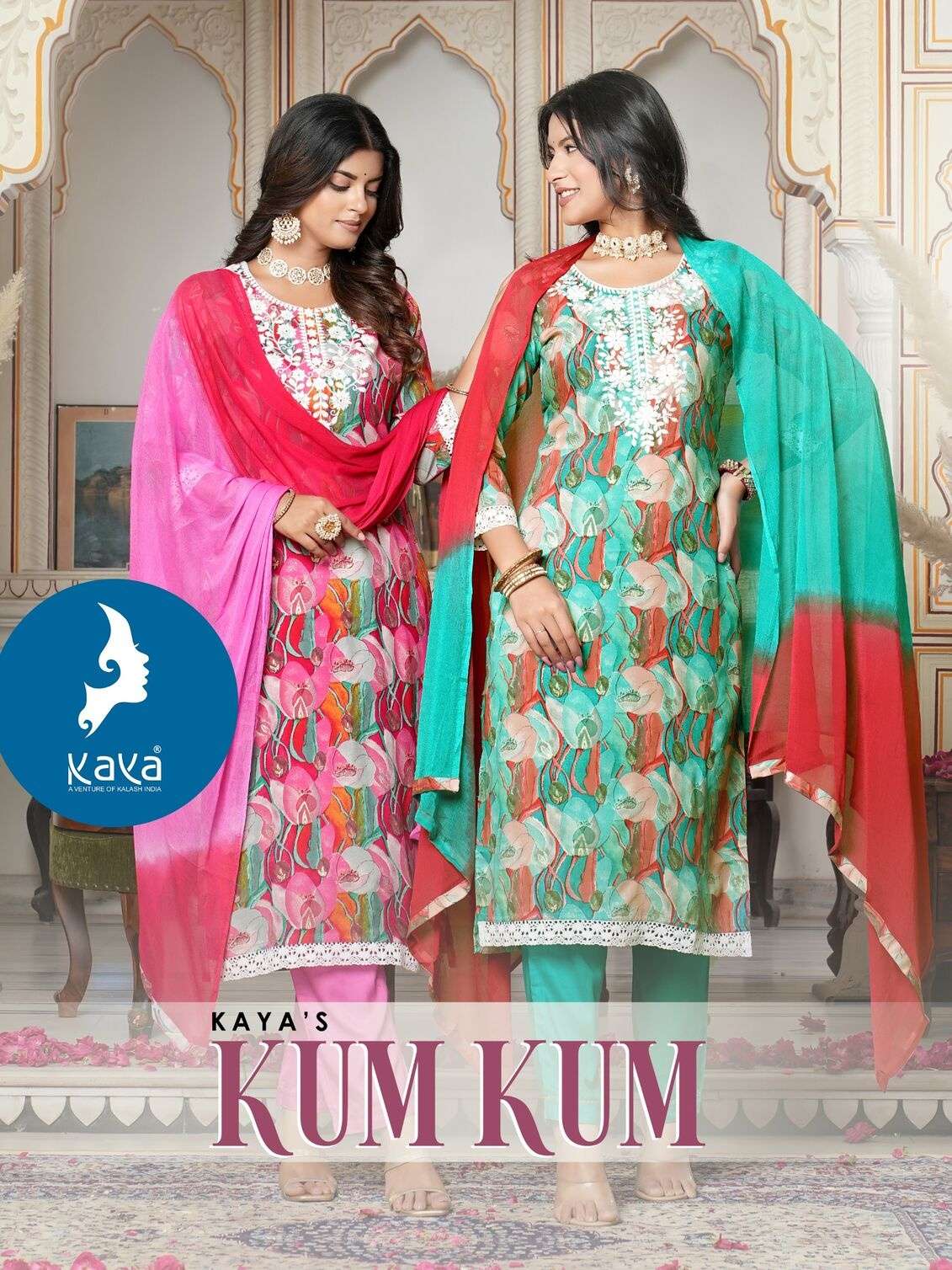 KUMKUM 3 PIECE CONCEPT WITH STRAIGHT CUT BY KAYA KURTI 