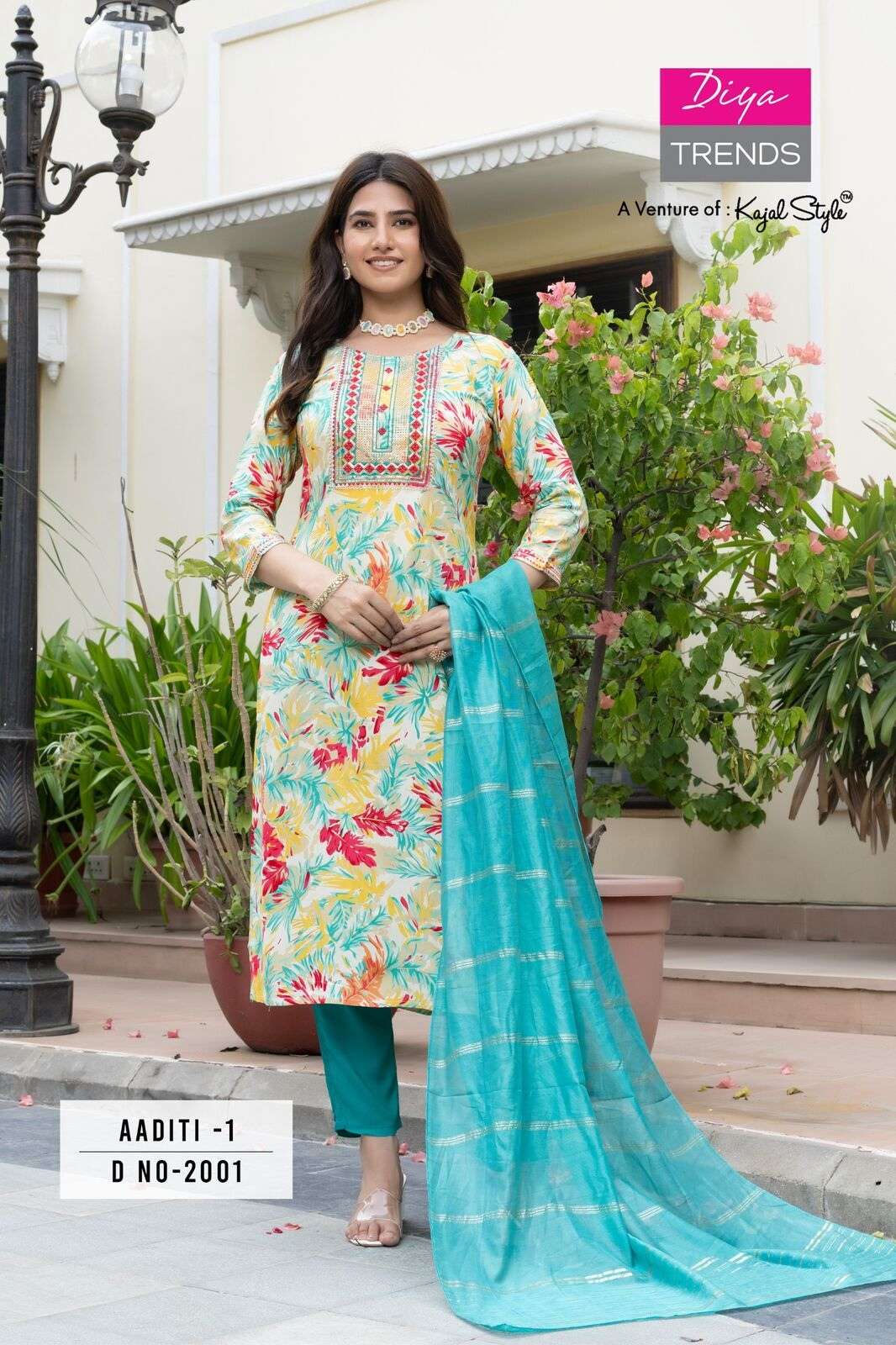 ADITI VOL-1 BY DIYA TRENDS RAYON FABRIC STRAIGHT CUT KURTI PANT WITH DUPATTA 