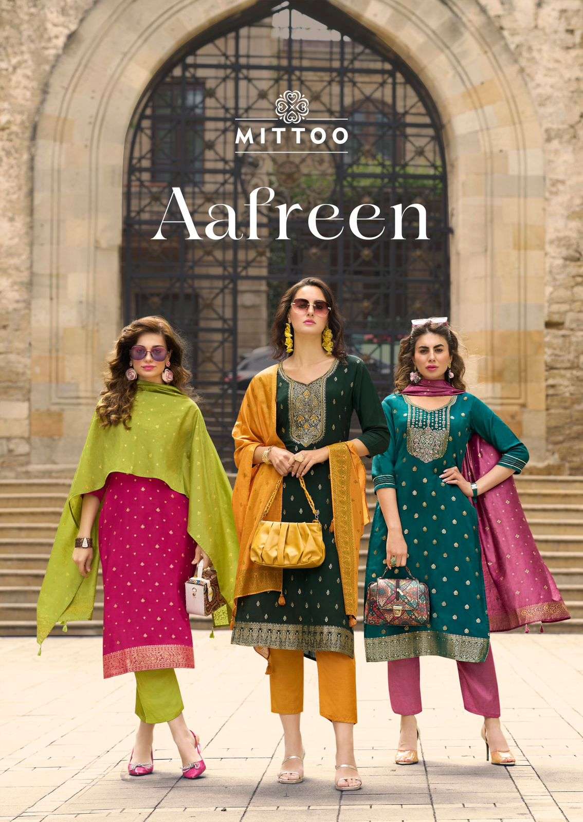 AFREEN BY MITTOO PURE MUSLIN JACQUARD THREAD HANDWORK 3 PCS SET