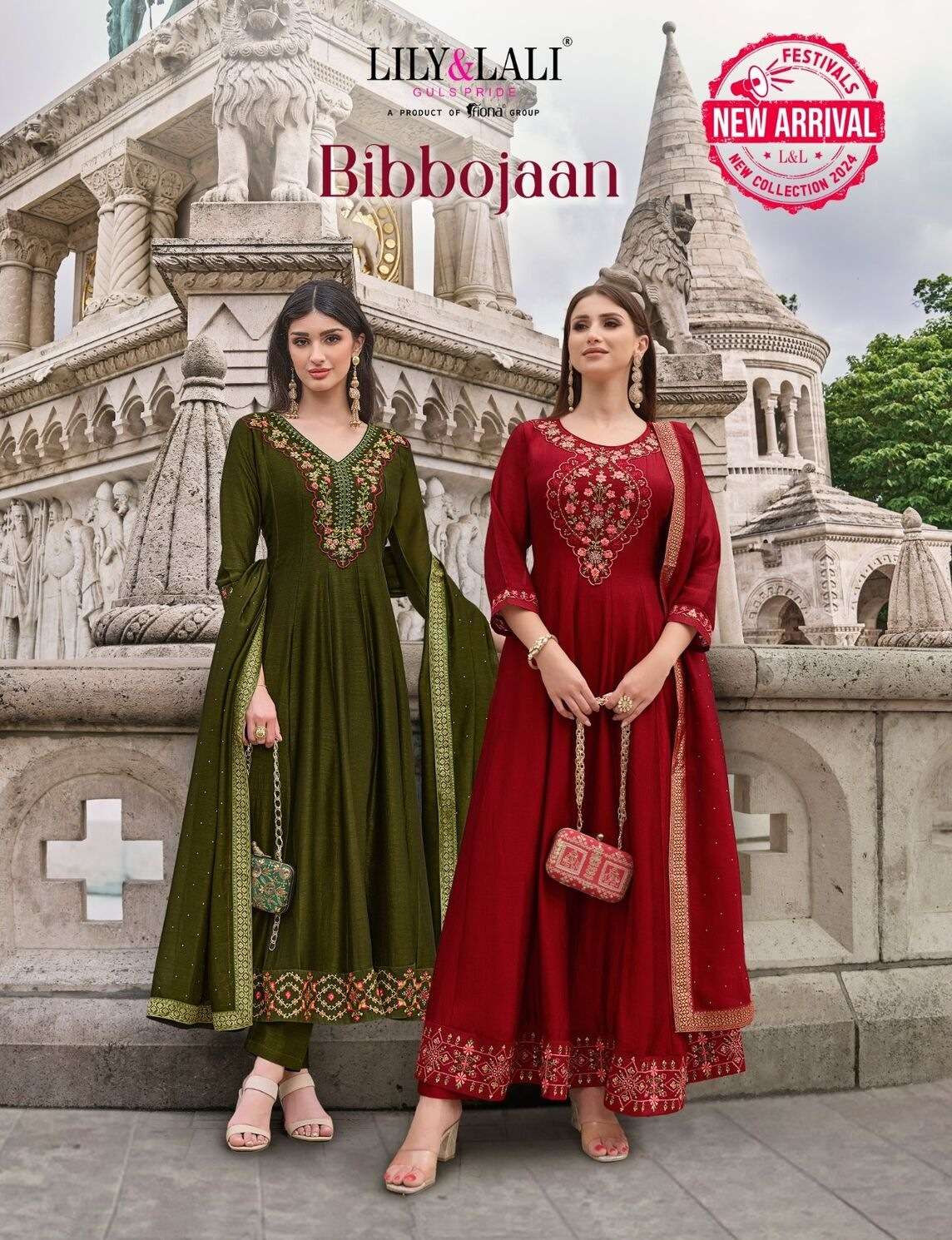 BIBBOJAAN BY LILY & LALI VICHITRA SILK EMBROIDERY KURTI PANT WITH DUPATTA IN ANARKALI STYLE 