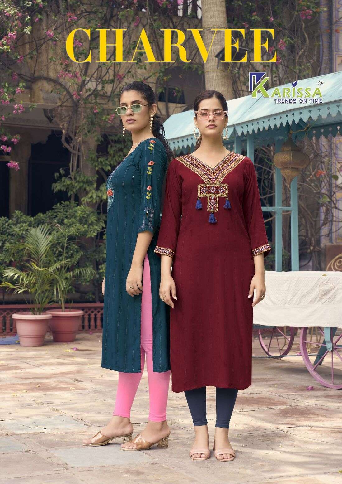 CHARVEE BY KARISSA HEAVY RAYON THREAD HANDWORK KURTI 