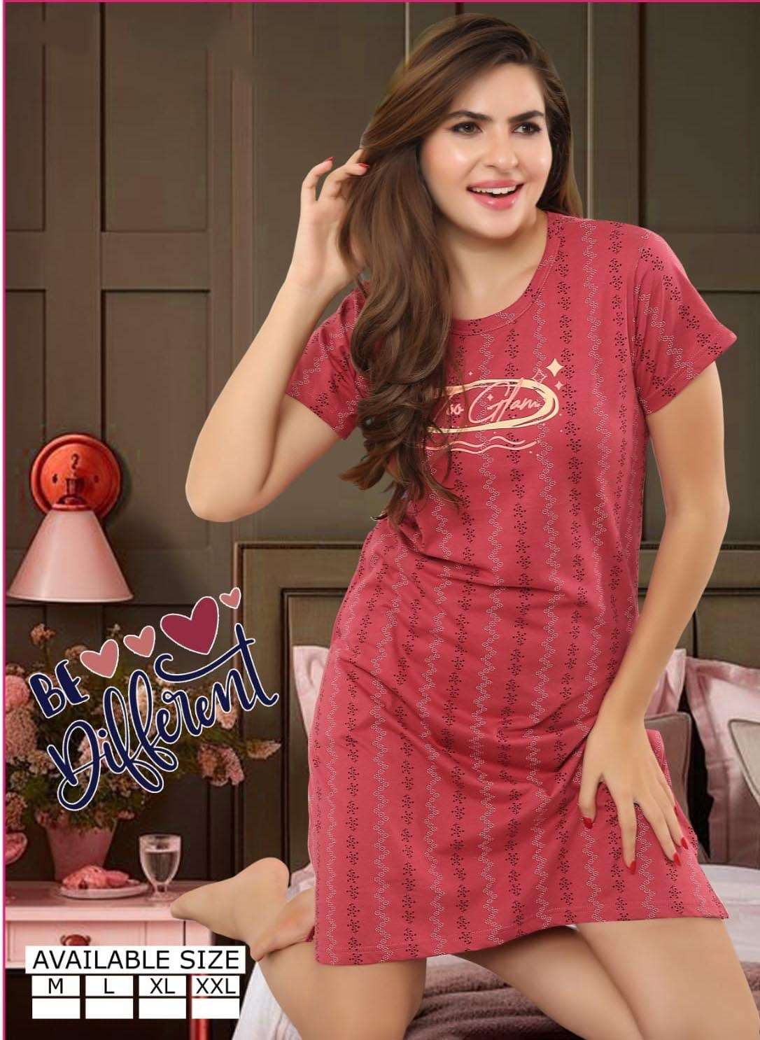 DE- PINK COLOUR HOSIERY SHORT NIGHTY FOR WOMEN 