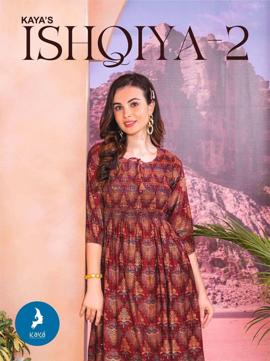 ISHQIYA VOL-2 BY KAYA KURTI CHANDERI FOIL PRINT KNEE LENGTH TUNICS 