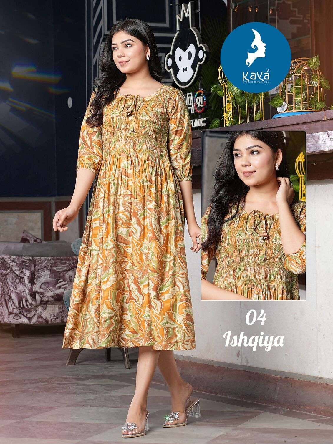 KK-04 IQ CHANDERI WITH FOIL PRINT 1 PIECE FLORAL DRESS