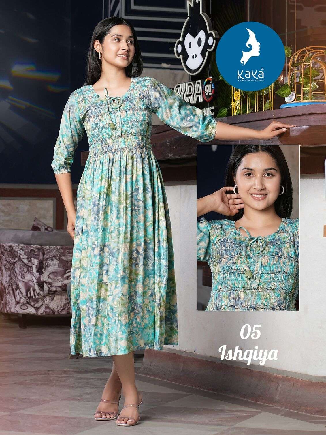 KK-05 IQ CHANDERI WITH FOIL PRINT 1 PIECE FLORAL DRESS