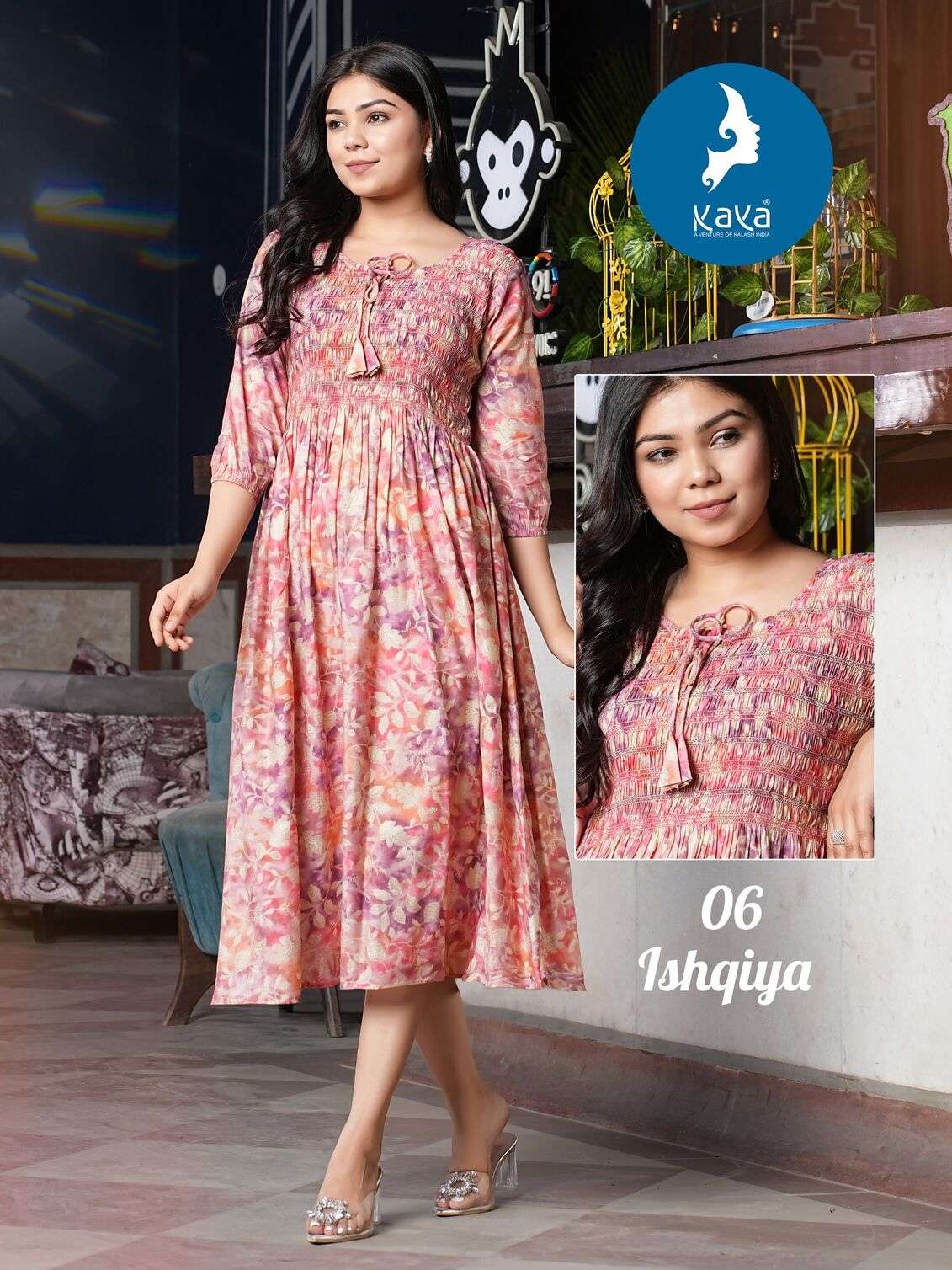 KK-06 IQ CHANDERI WITH FOIL PRINT 1 PIECE FLORAL DRESS