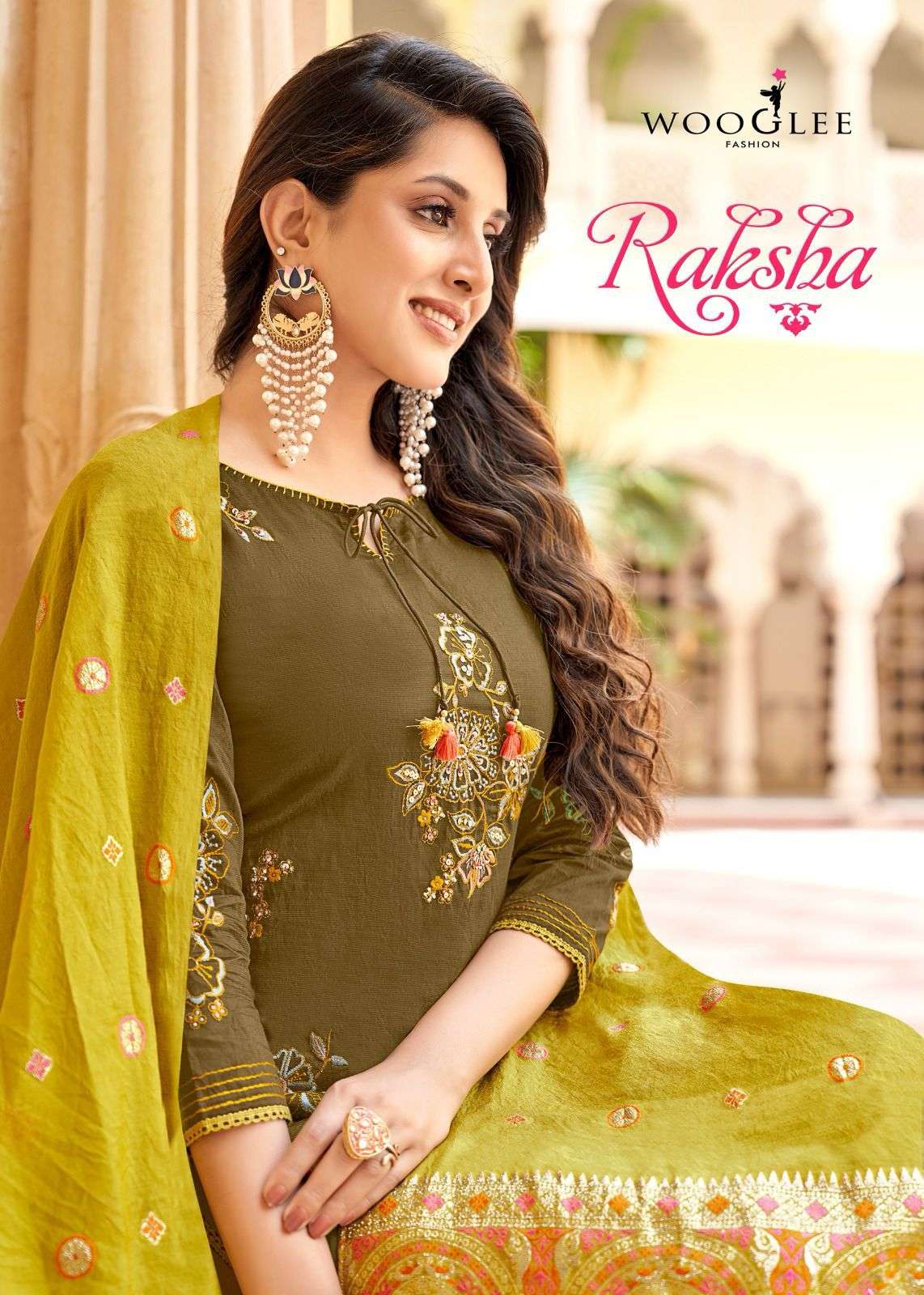 RAKSHA BY WOOGLEE VISCOSE THREAD HANDWORK KURTI PANT WITH DUPATTA 