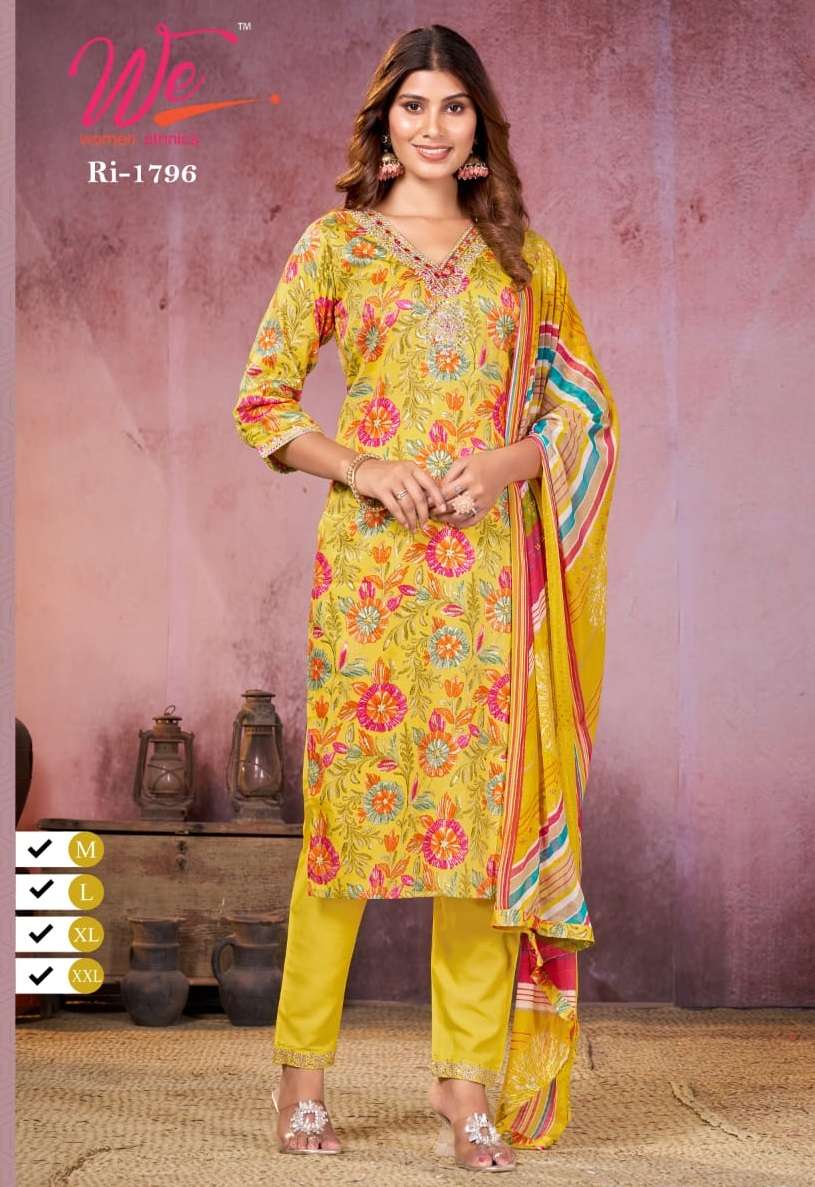 RI-1795 TO 1799 BY WE JAM SATIN PRINT FULL STICHED KURTI PANT WITH DUPATTA 