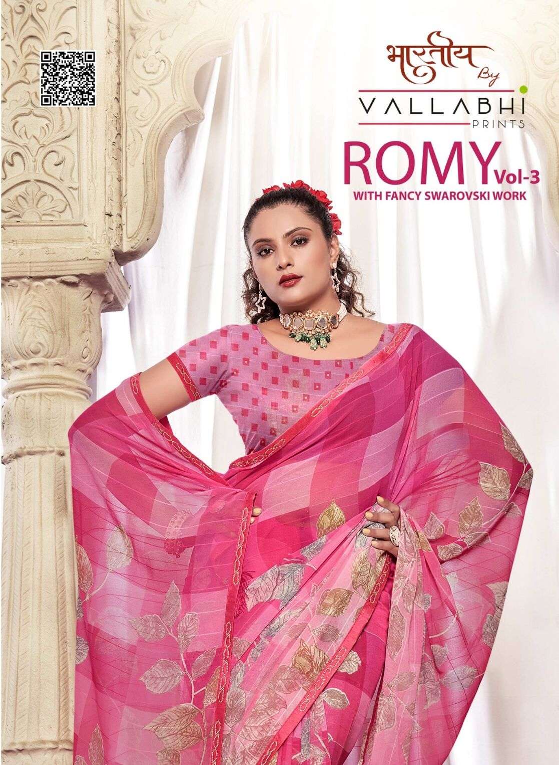 ROMY VOL-3 BY VALLABHI GEORGETTE FANCY SWAROVSKI WORK SAREES 