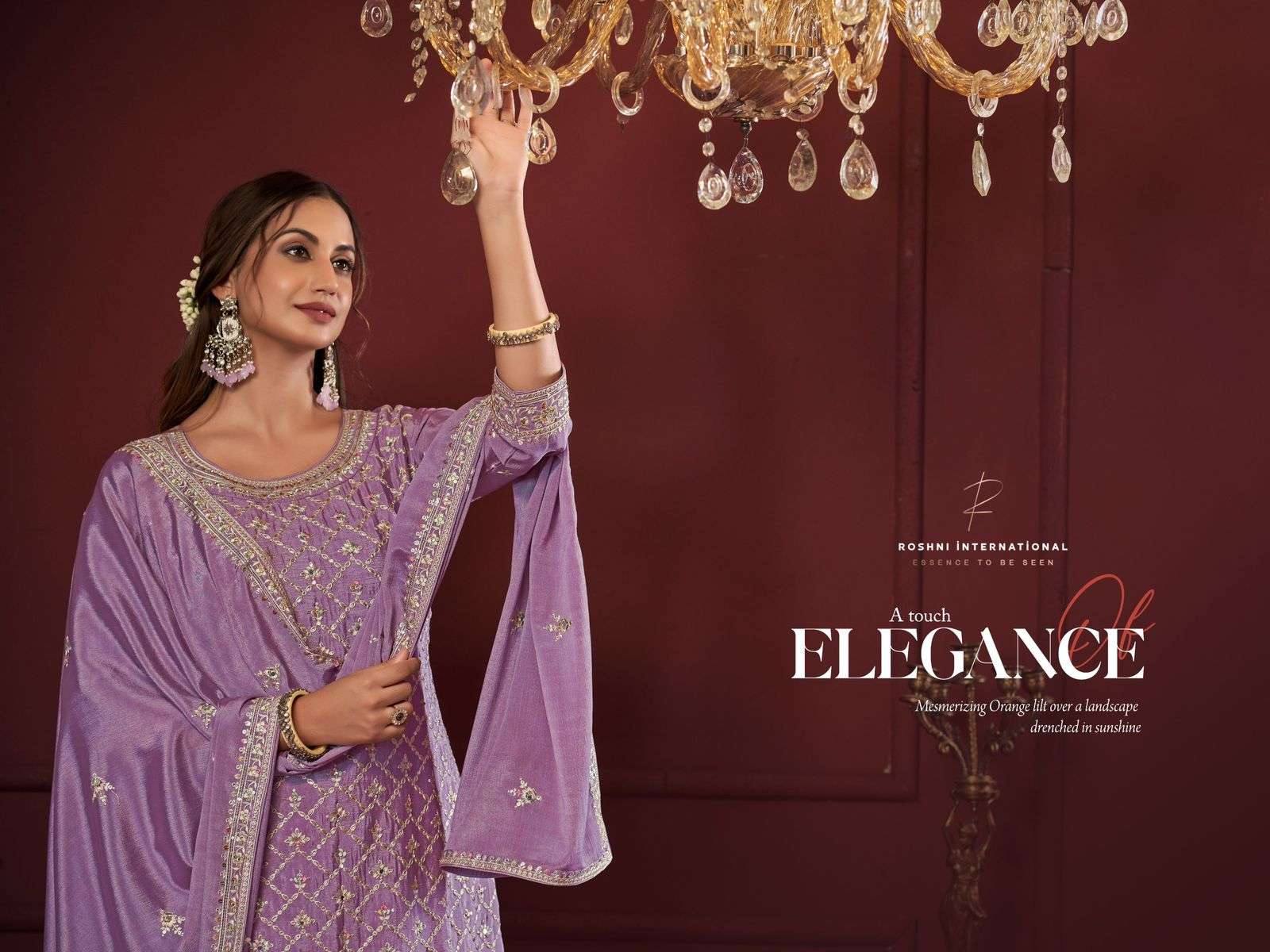 ROSHNI INTERNATIONAL PRESENT LAYLA CHINON SILK HEAVY EMBROIDERY DESIGNER STICHED SUIT 