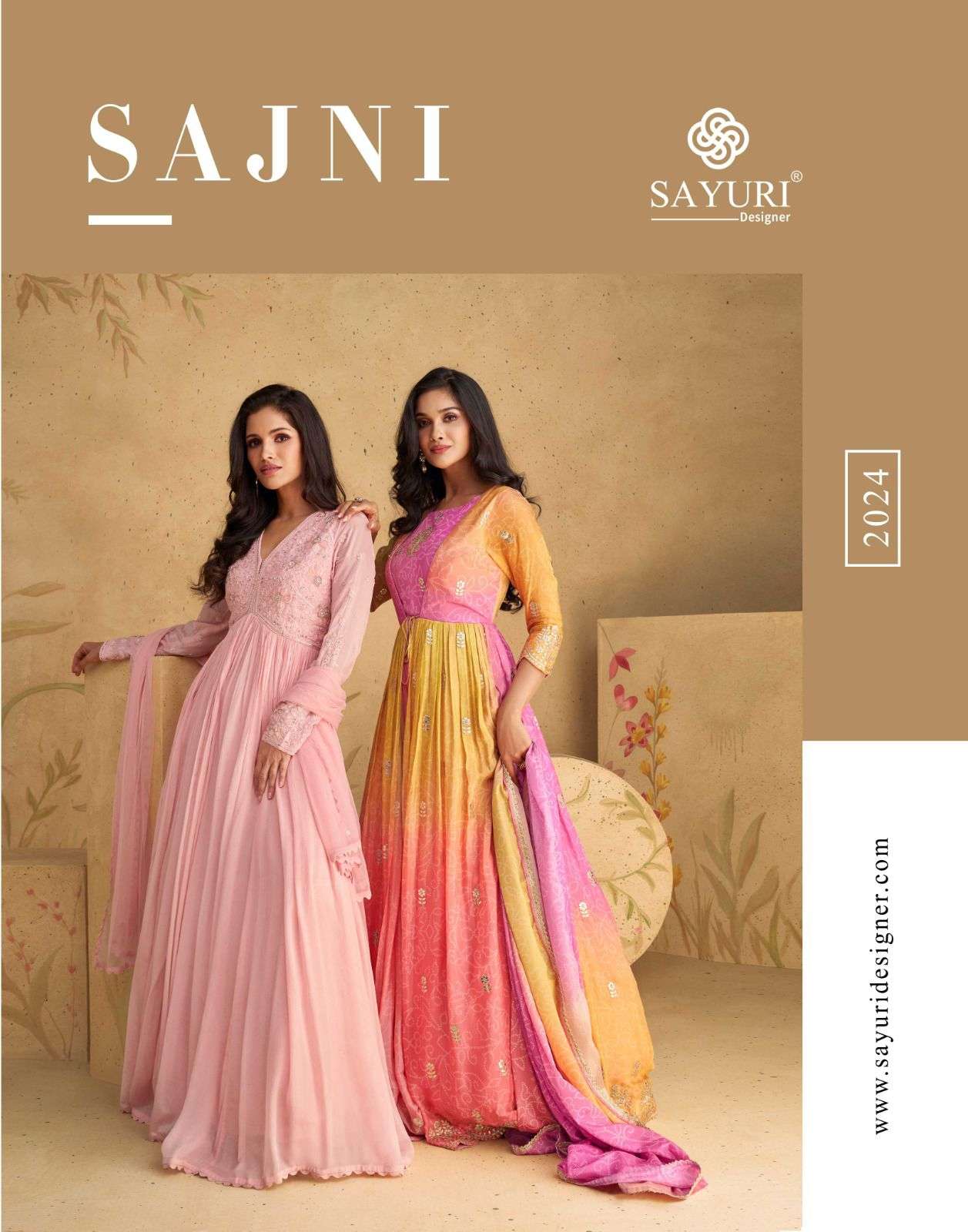 SAJNI BY SAYURI DESIGNER REAL CHINON EMBOIDERY ANARKALI WITH DUPATTA 