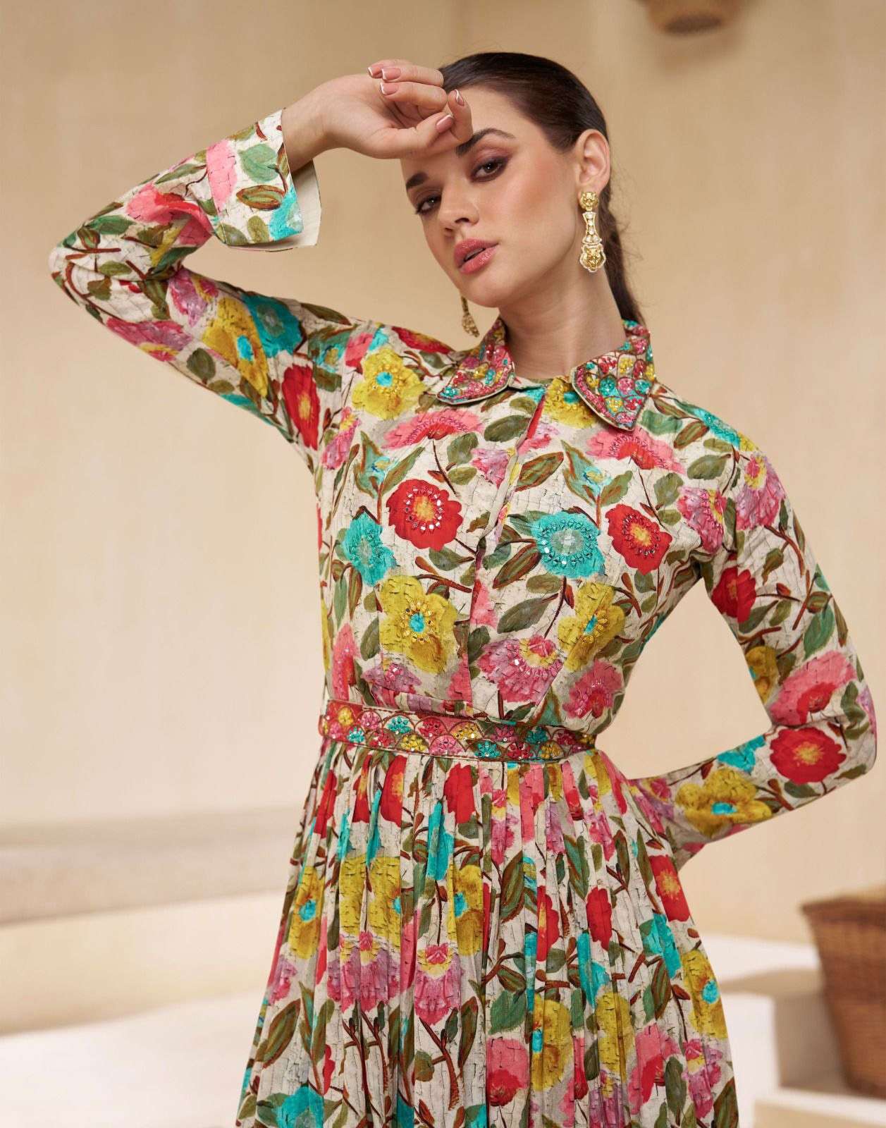 SY-5537 CH PURE CHINON SILK EMBROIDERY KURTI PLAZO WITH DUPATTA 