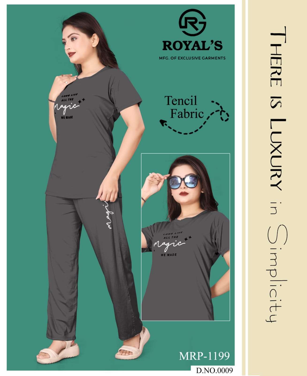 WOMEN TENCIL LYCRA ETHNIC TOP PANT SET BY ROYALS 