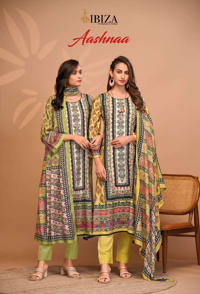 AASHNAA BY IBIZA PURE BANGLORY JACQUARD SILK & PAKISTANI LESS WITH HANDWORK