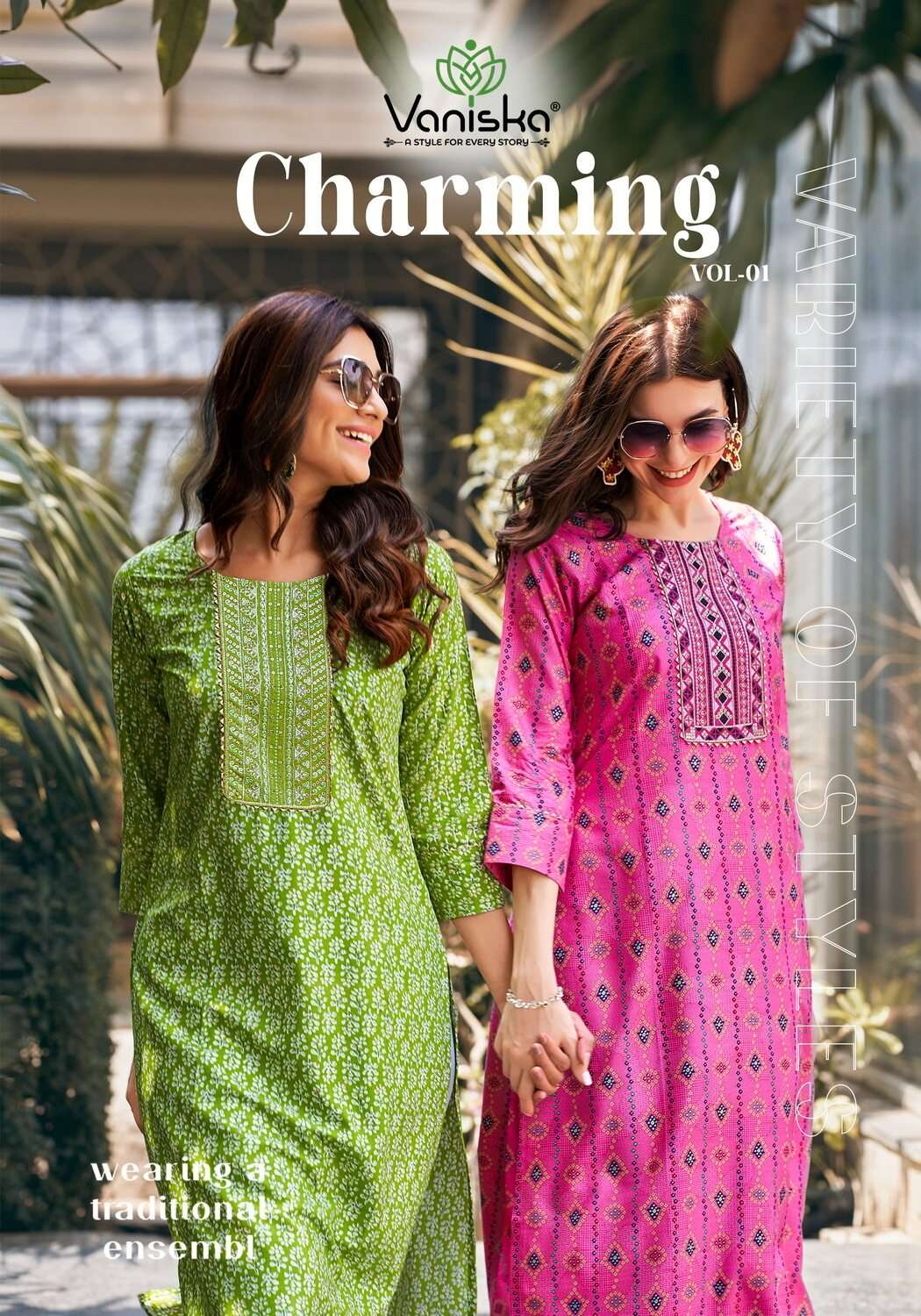 CHARMING VOL-1 BY VANISKA HEAVY RAYON SEQUENCE WORK KURTI 