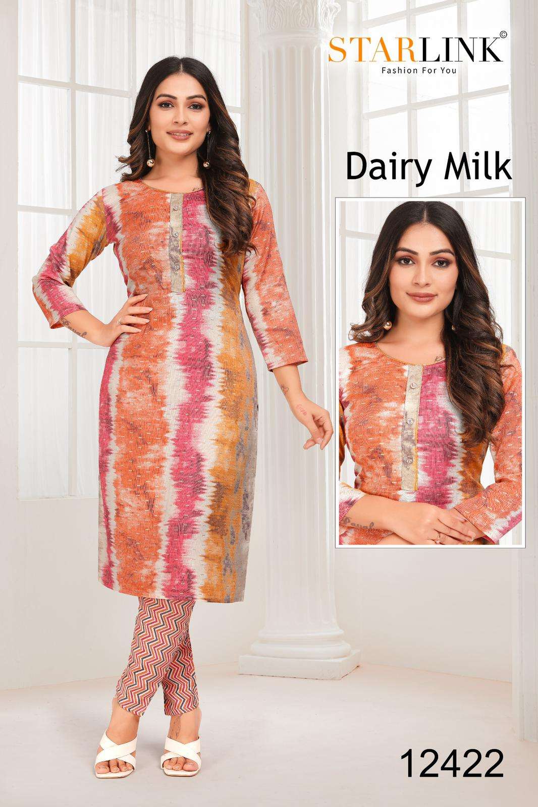 DAIRY MILK BY STARLINK RAYON TONE PRINT PRINTED COLOURFUL KURTI 