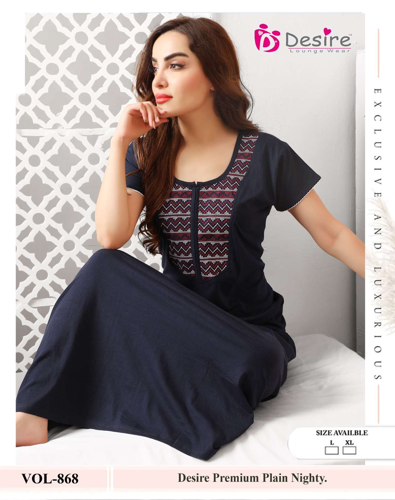 DESIGN NO- 868 BY DESIRE PLAIN CLASSY COMFORTABLE NIGHTY FOR WOMEN 