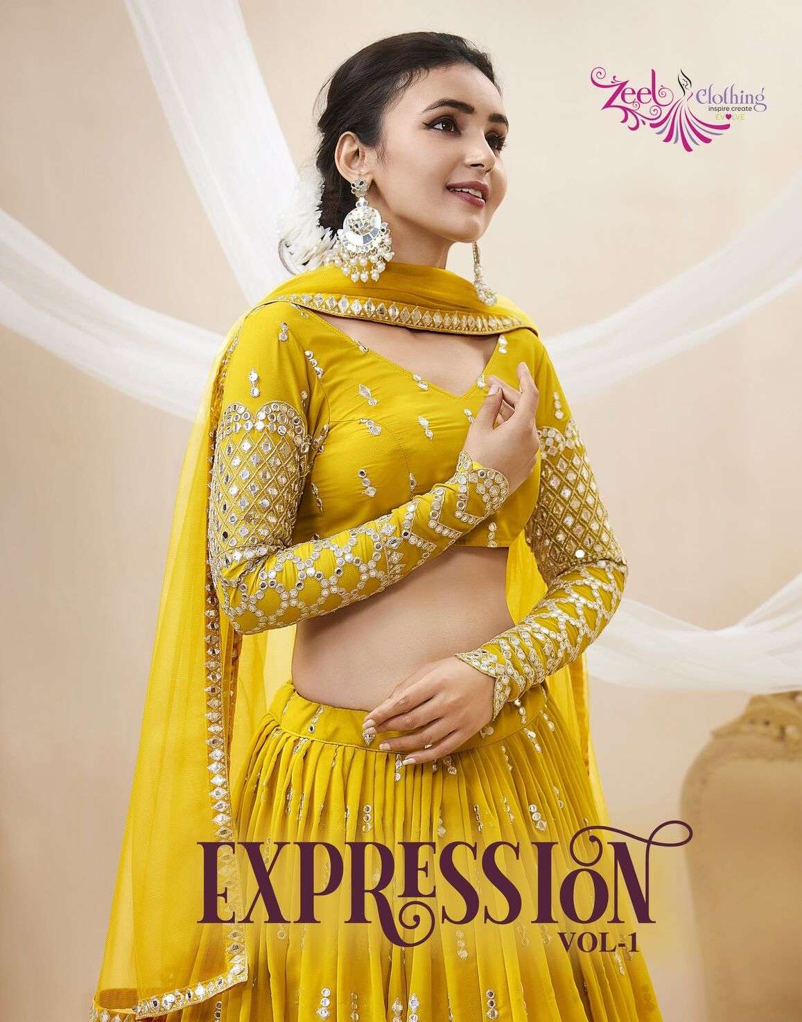 EXPRESSION VOL-1 BY ZEEL CLOTHING WEDDING WEAR HEAVY EMBROIDERY LEHENGA BLOUSE WITH DUPATTA 