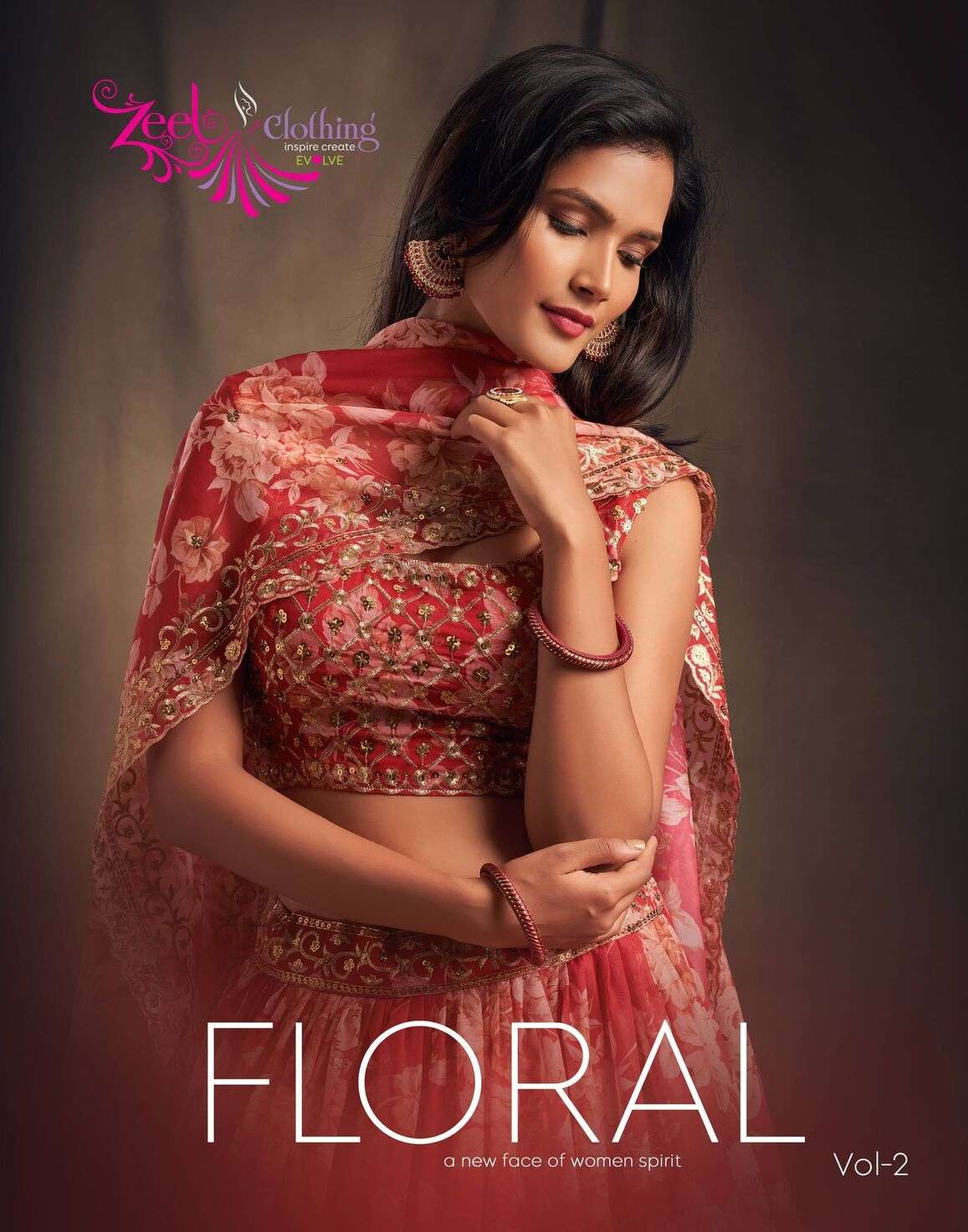 FLORAL VOL-2 BY ZEEL CLOTHING SEQUENCE ZARI EMBROIDERY WORK DESIGNER LEHENGA 