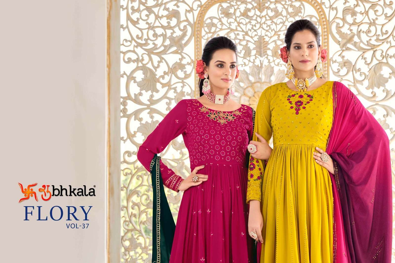 FLORY VOL-37 BY SHUBHKALA HEAVY EMBROIDERY KURTI PLAZO WITH DUPATTA 