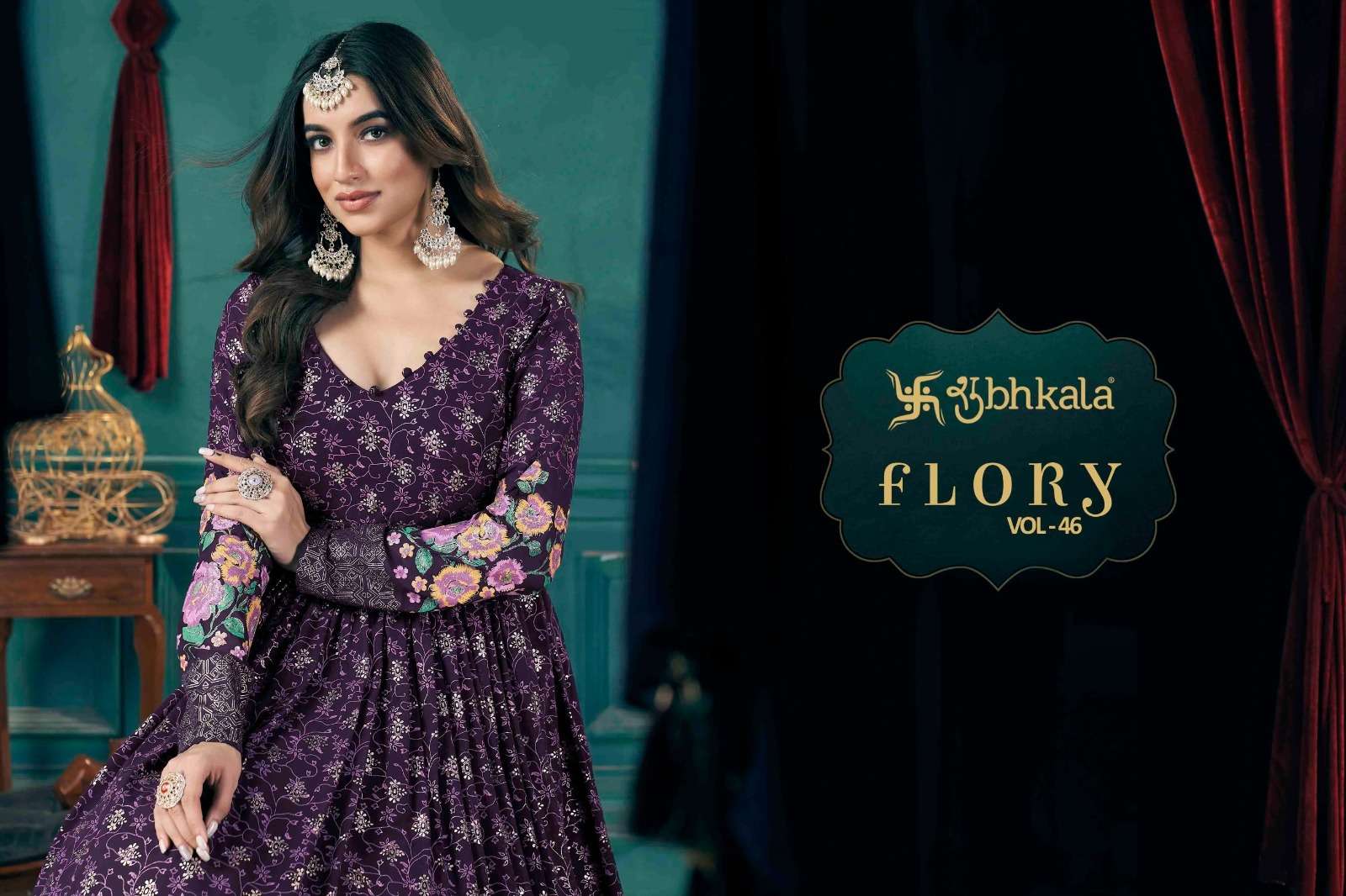 FLORY VOL-46 BY SHUBHKALA HEAVY EMBROIDERY BEAUTIFUL DESIGN ANARKALI WITH DUPATTA 